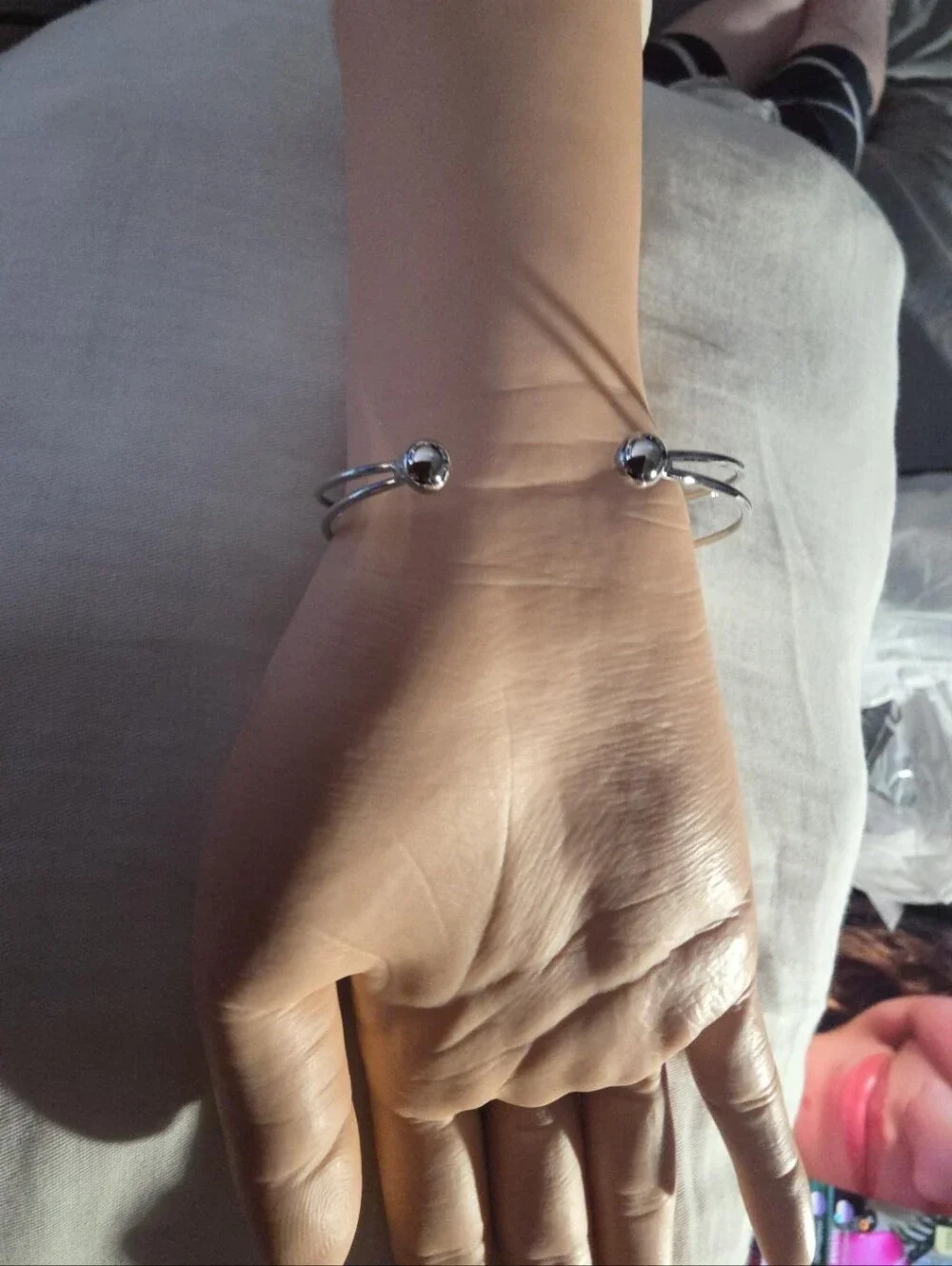 IMA Collection Silver Bow Open Cuff Bracelet | Crystal Accent Bangle | Elegant A